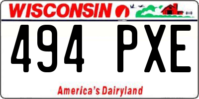 WI license plate 494PXE
