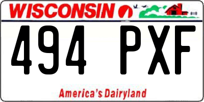 WI license plate 494PXF