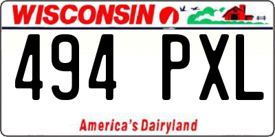 WI license plate 494PXL