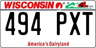 WI license plate 494PXT