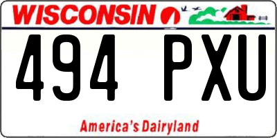 WI license plate 494PXU