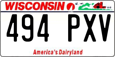 WI license plate 494PXV