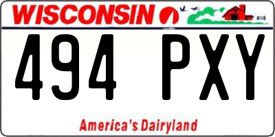 WI license plate 494PXY