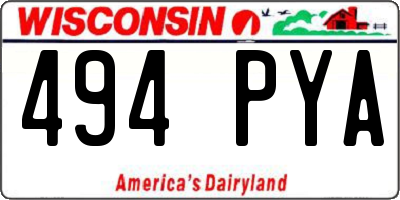 WI license plate 494PYA