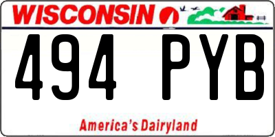 WI license plate 494PYB