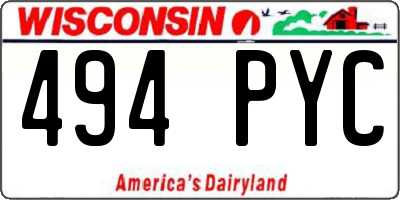 WI license plate 494PYC