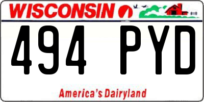 WI license plate 494PYD