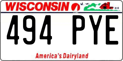 WI license plate 494PYE