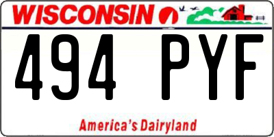 WI license plate 494PYF