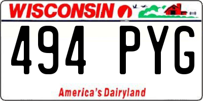 WI license plate 494PYG