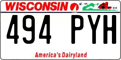 WI license plate 494PYH
