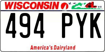 WI license plate 494PYK