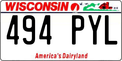 WI license plate 494PYL