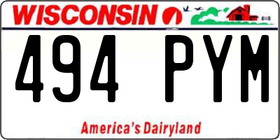 WI license plate 494PYM