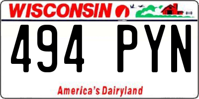 WI license plate 494PYN