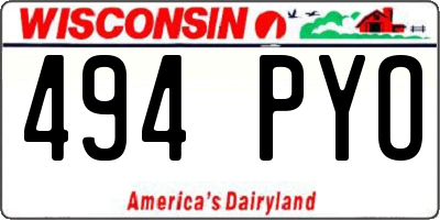 WI license plate 494PYO