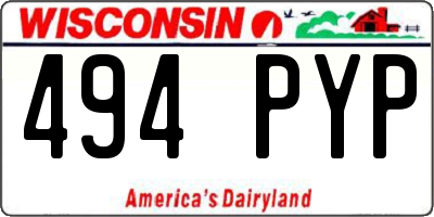 WI license plate 494PYP
