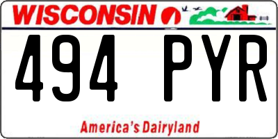 WI license plate 494PYR