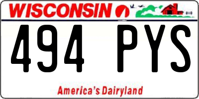 WI license plate 494PYS