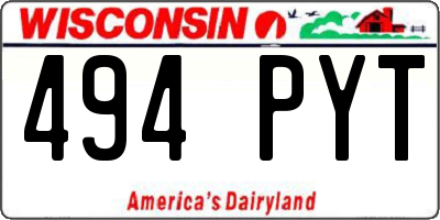 WI license plate 494PYT