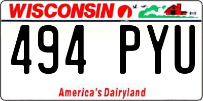 WI license plate 494PYU