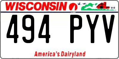 WI license plate 494PYV