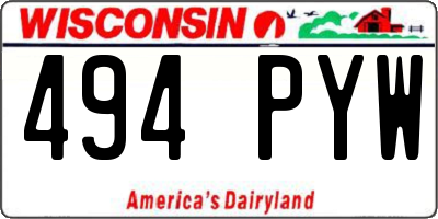 WI license plate 494PYW