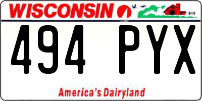 WI license plate 494PYX