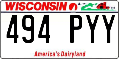 WI license plate 494PYY