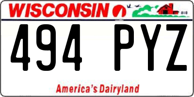 WI license plate 494PYZ