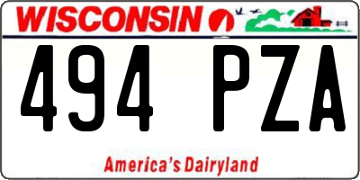 WI license plate 494PZA