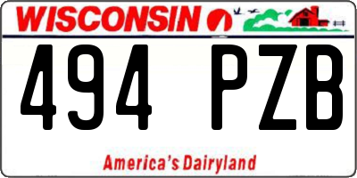 WI license plate 494PZB