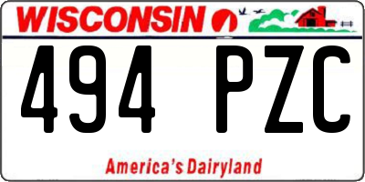 WI license plate 494PZC