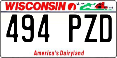 WI license plate 494PZD