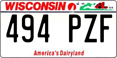 WI license plate 494PZF