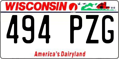 WI license plate 494PZG