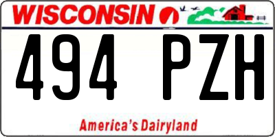 WI license plate 494PZH