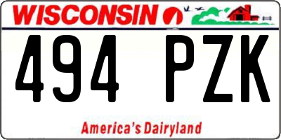 WI license plate 494PZK