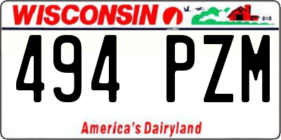 WI license plate 494PZM