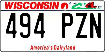 WI license plate 494PZN