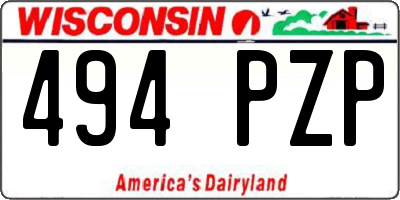 WI license plate 494PZP