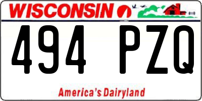WI license plate 494PZQ
