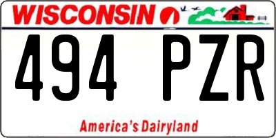 WI license plate 494PZR