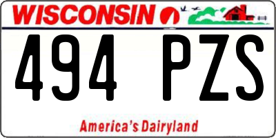 WI license plate 494PZS