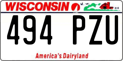 WI license plate 494PZU