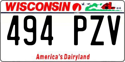 WI license plate 494PZV