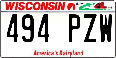 WI license plate 494PZW