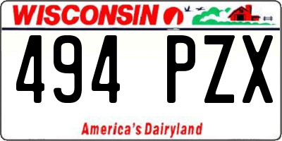 WI license plate 494PZX