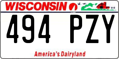 WI license plate 494PZY