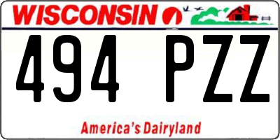 WI license plate 494PZZ
